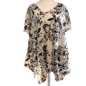 Coldwater Creek Women's Tunic Linen Blend, Short Sleeve, Sharkbite Hem, size M